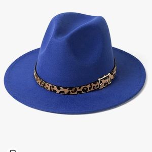 HUDANHUWEI Women's Wide Brim Felt Fedora Panama‎ Hat with Leopard Belt Bu…